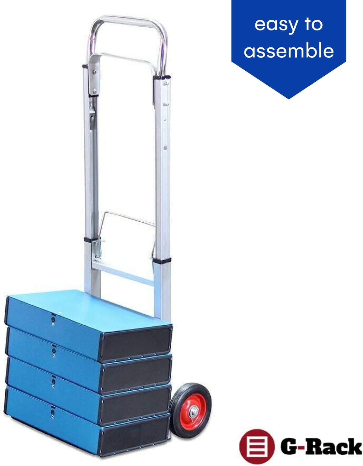 Folding Aluminium Hand Trolley with Anti Puncture Tyres, 220LB Load Capacity, White S3741