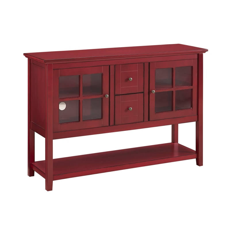 Antique Red Glass and Wood Media Cabinet M680