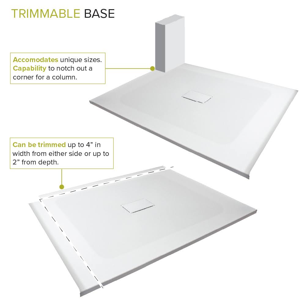 White 63-in Shower Base with Center Drain A95305