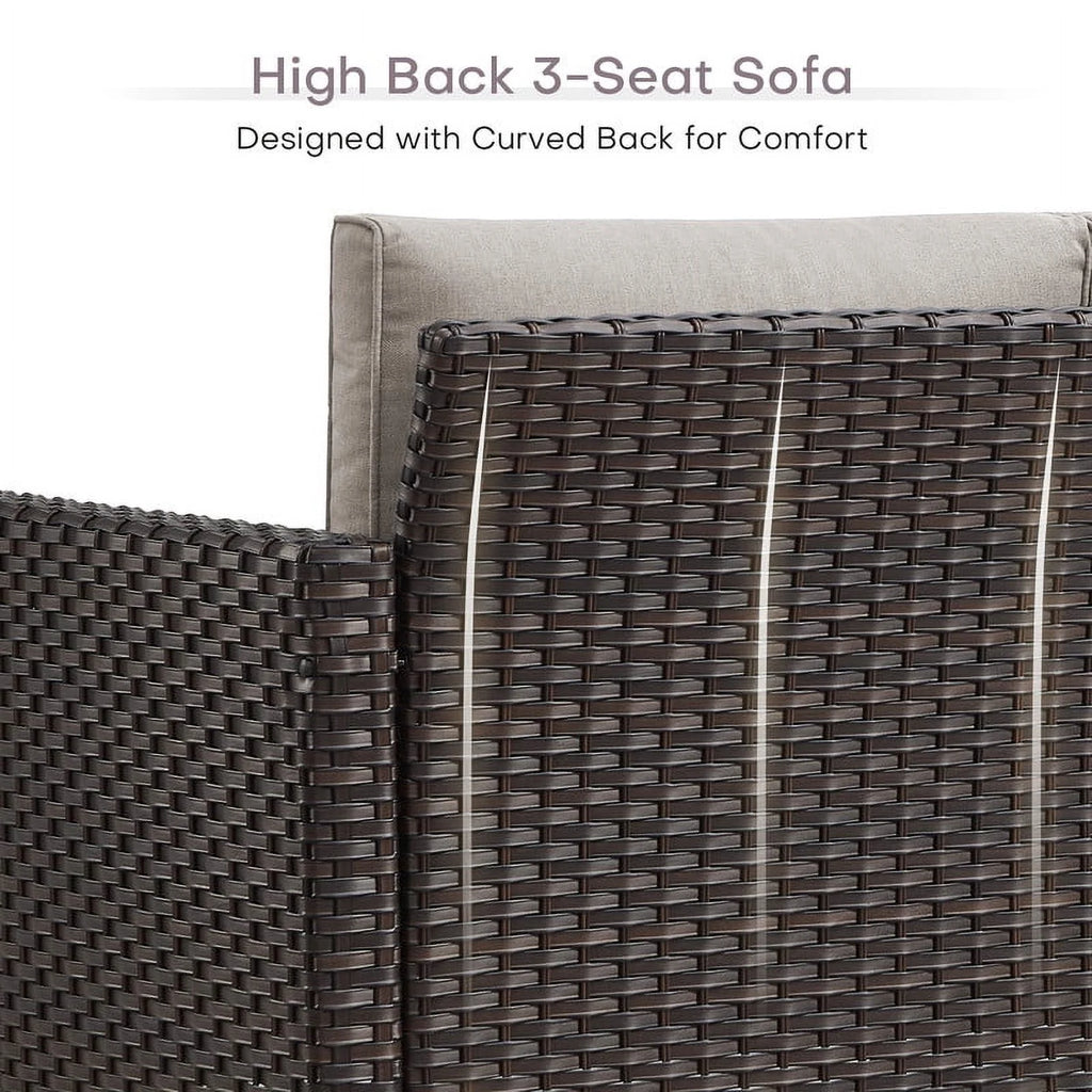 Beige 3-Seat Patio Sofa with Cushions A48238