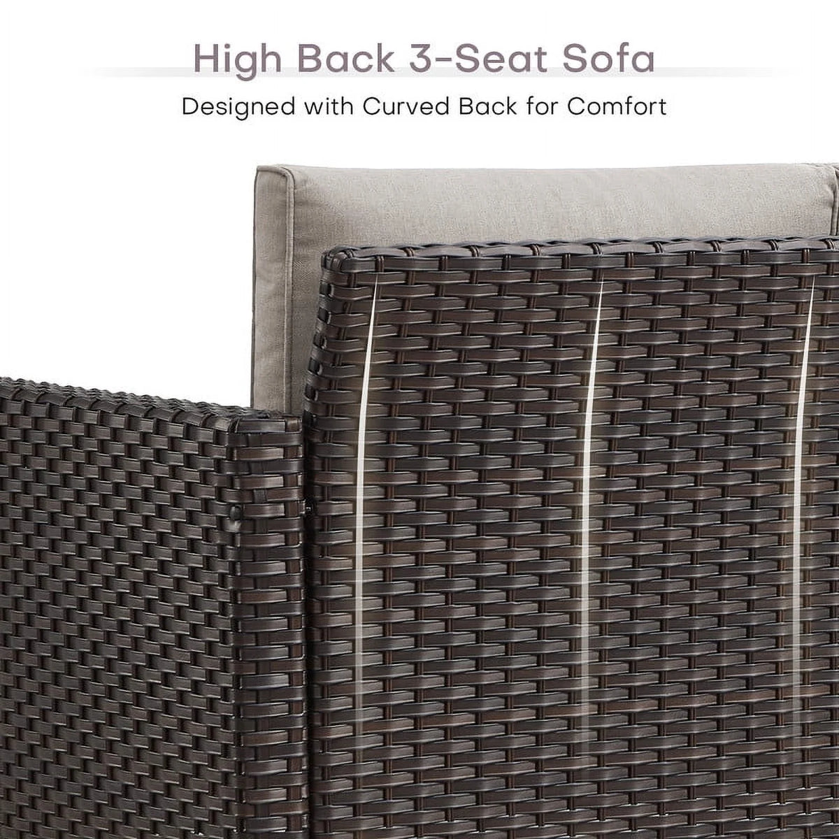 Beige 3-Seat Patio Sofa with Cushions A48238