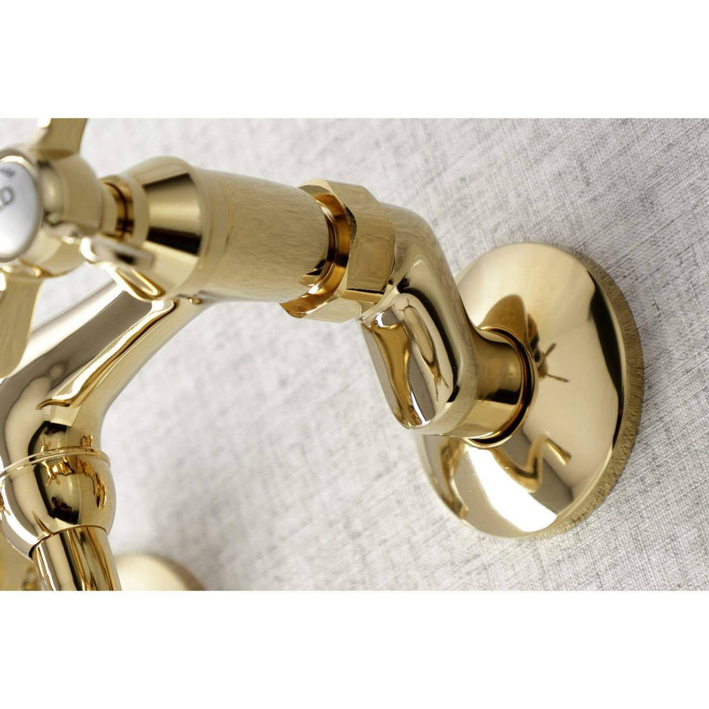 Polished Brass Adjustable Center Wall Mount Bathroom Faucet R68283