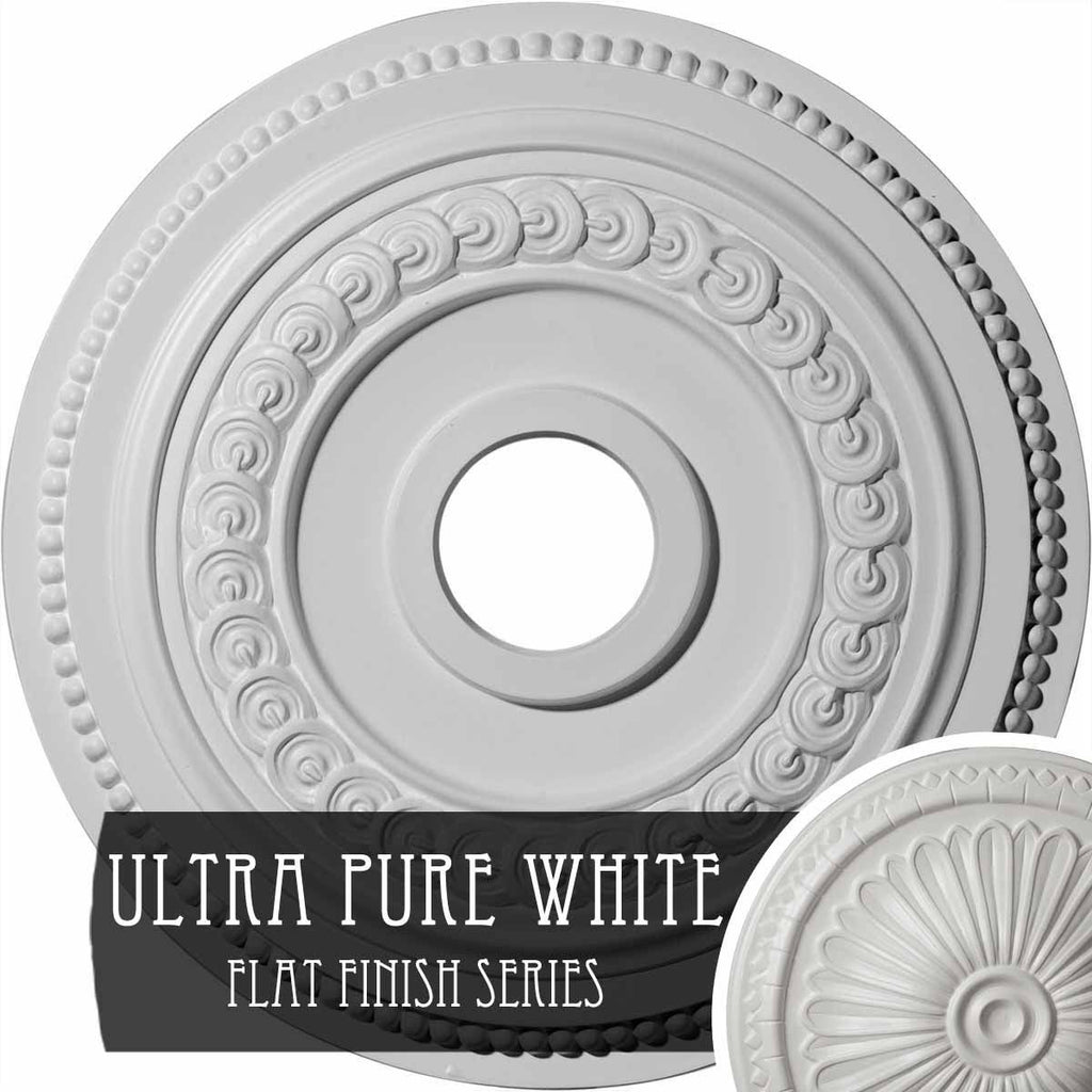 18x22OD x 3 3/8x22ID x 7/8x22P Hand-Painted Ultra Pure White Ceiling Medallion W5716