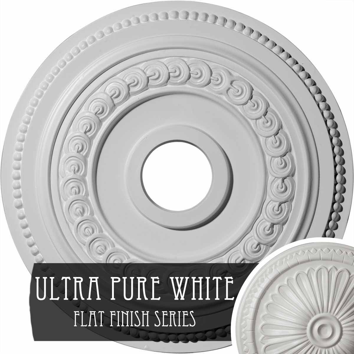 18x22OD x 3 3/8x22ID x 7/8x22P Hand-Painted Ultra Pure White Ceiling Medallion W5716