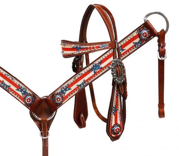 Stars & Stripes Headstall and Breast Collar Set P493