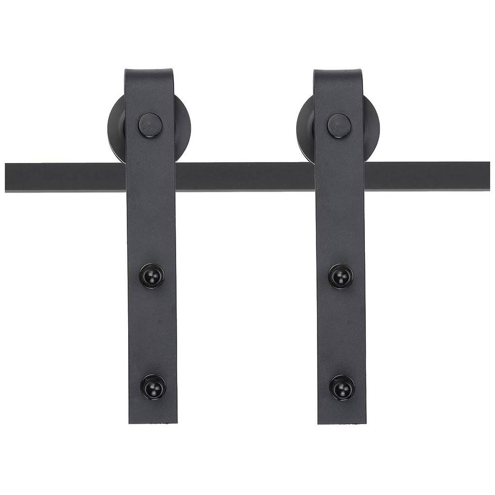 6 ft Carbon Steel Sliding Barn Door Hardware Kit Track Rail Roller Set Black Z190