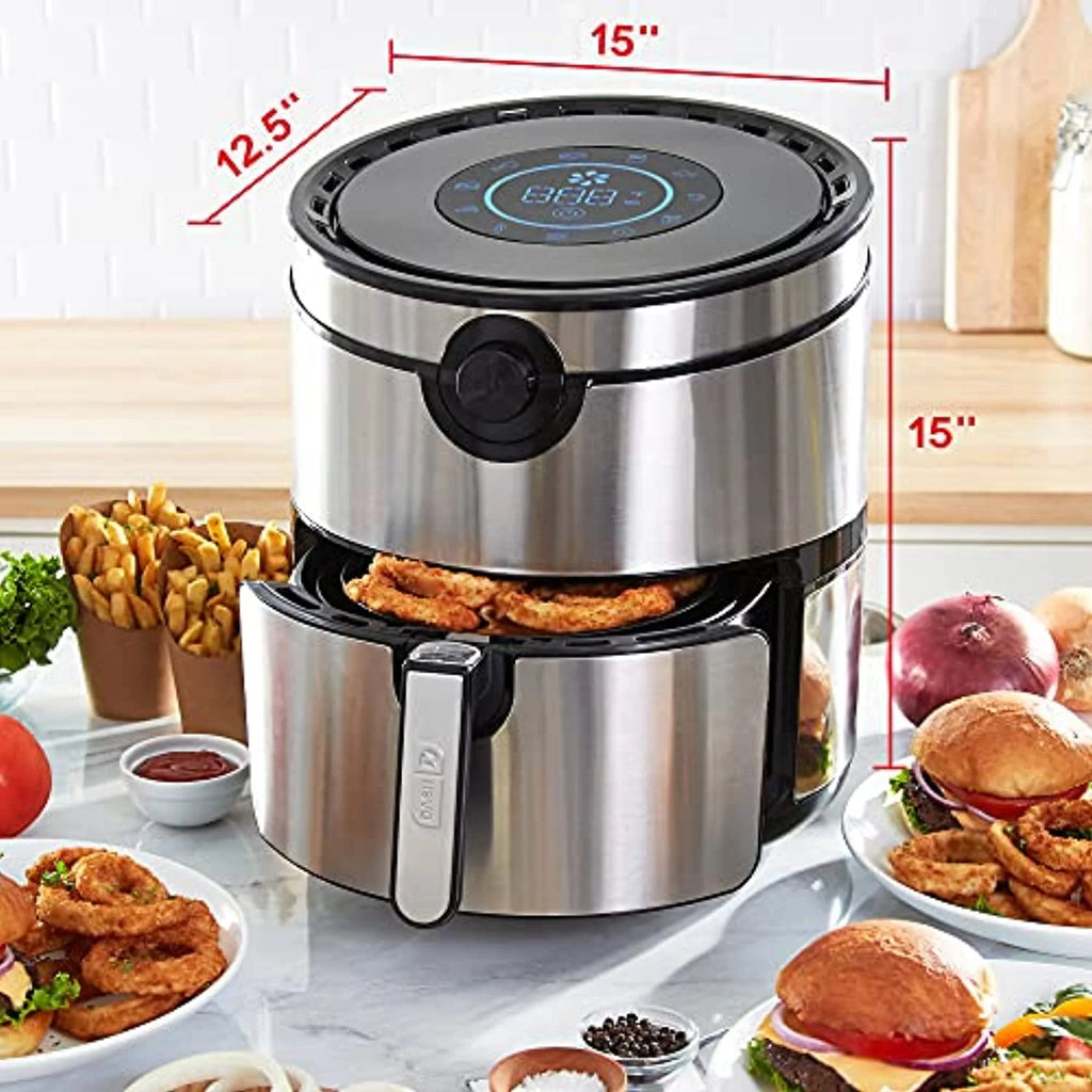 6qt Stainless Steel Electric Air Fryer Oven Cooker with Non Stick Fry Basket L845546