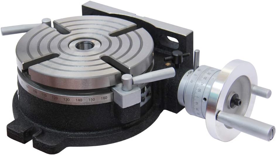 8" Rotary Table Vertical & Horizontal MT3 Center Sleeve 4 Slot Precision Milling Table E5009