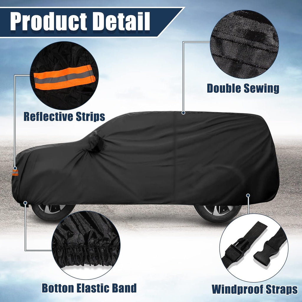 Black 190T PU Waterproof SUV Car Cover Pack of 2 A683962