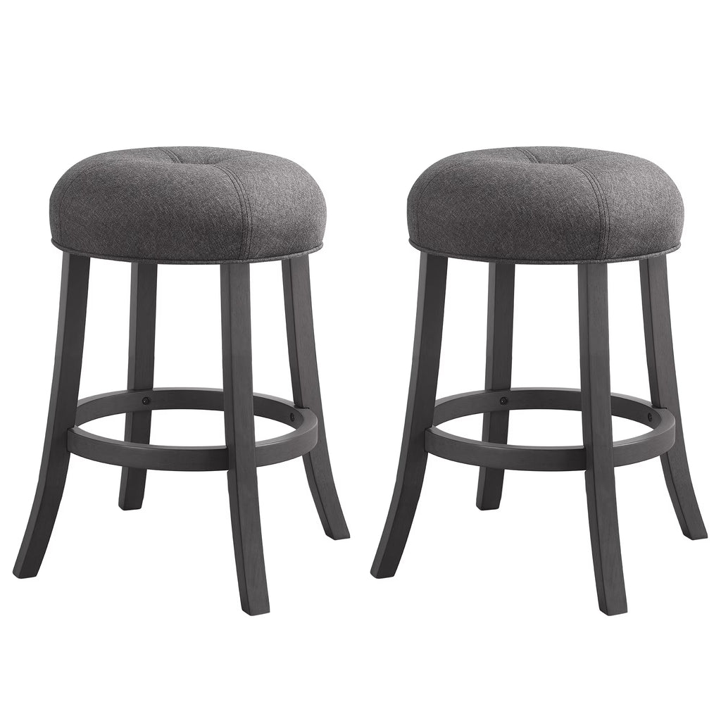 Grey Upholstered Counter Height Bar Stools Set of 2 D974