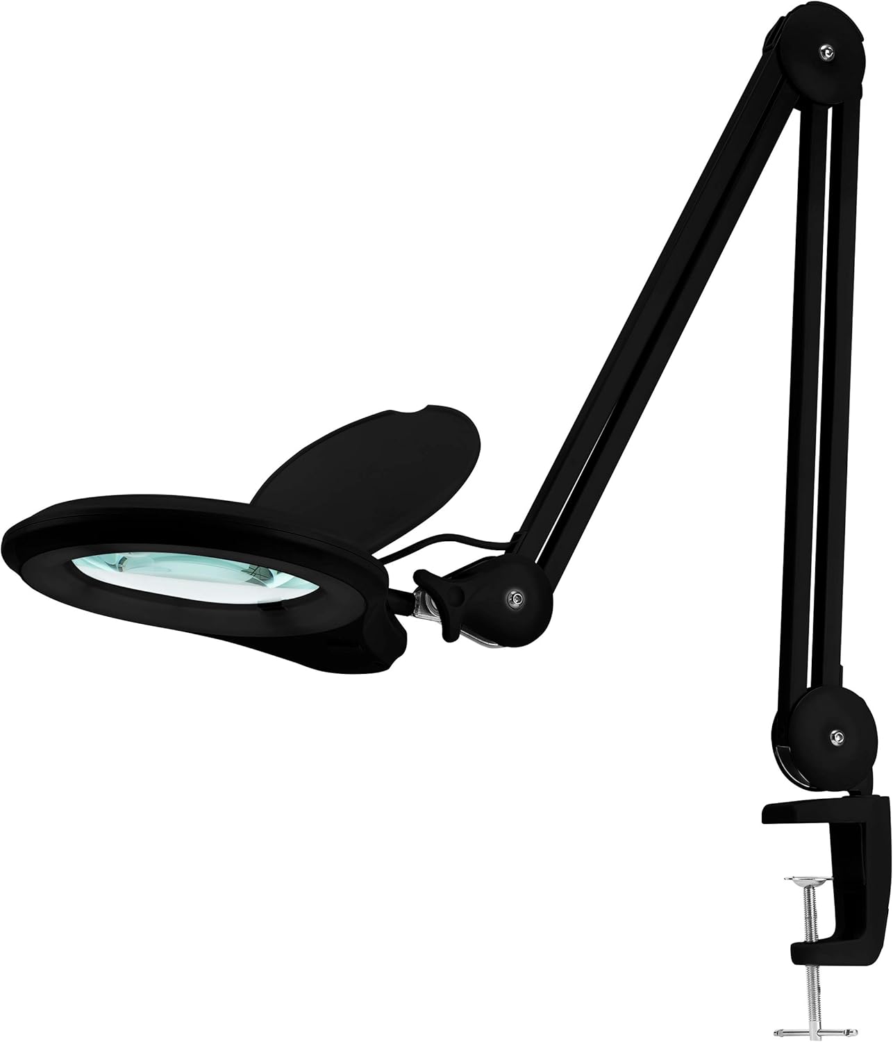 Gray 5 Inches Diameter Lens LED Magnifying Lamp with Clamp A917