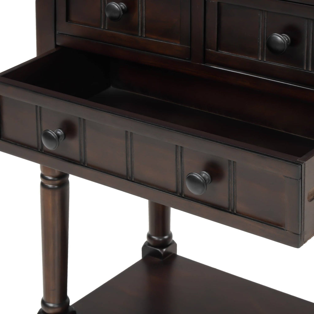 Retro Blue Narrow Console Table with 3 Drawers and Shelf L73282