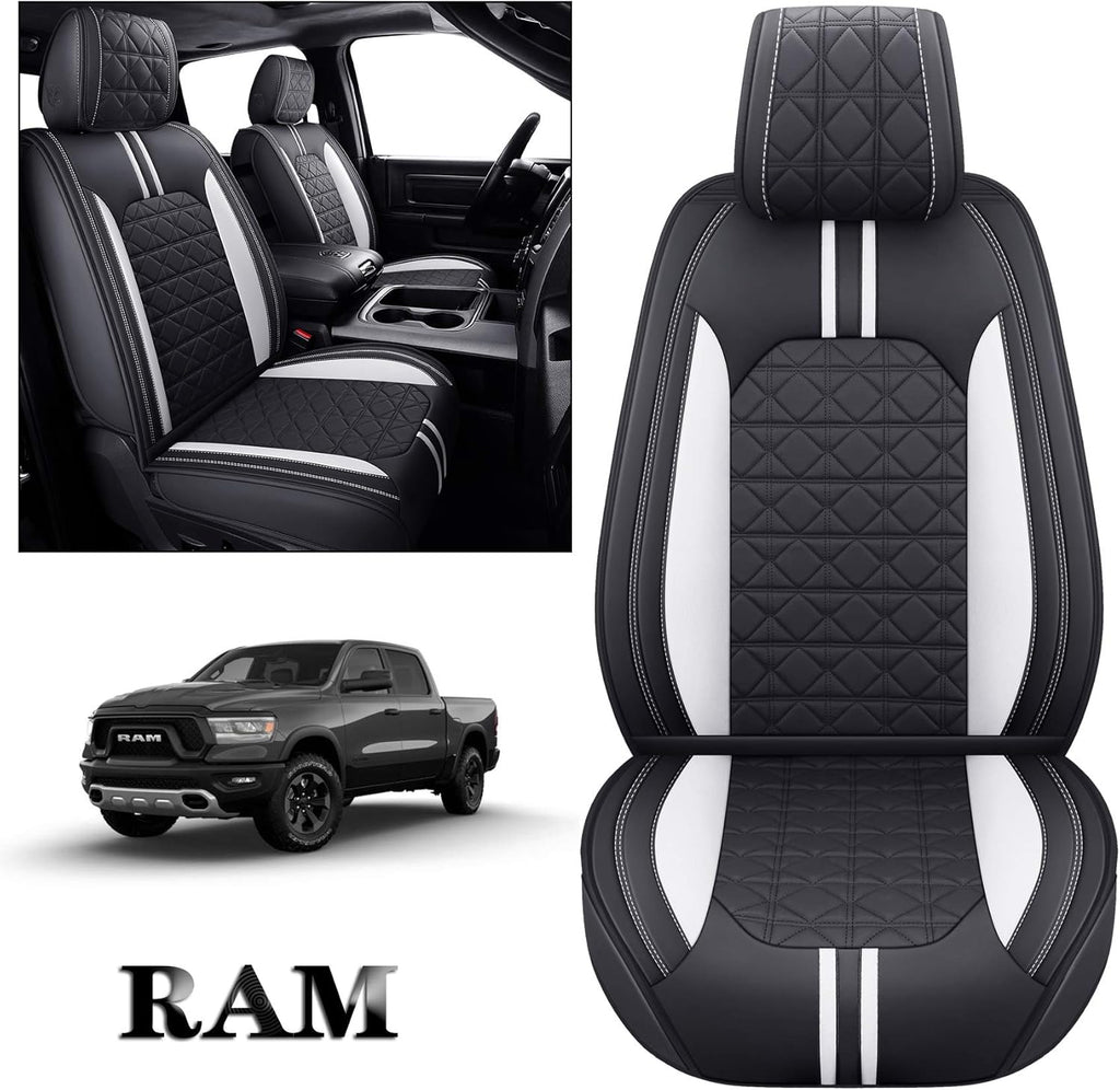 Black-Red Waterproof Faux Leather Front Seat Covers U728971