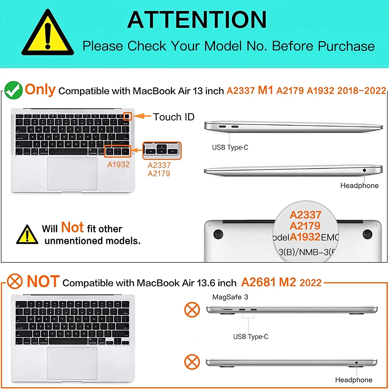 Black Plastic Hard Shell 3 in 1 Case for MacBook Air 13 inch L247