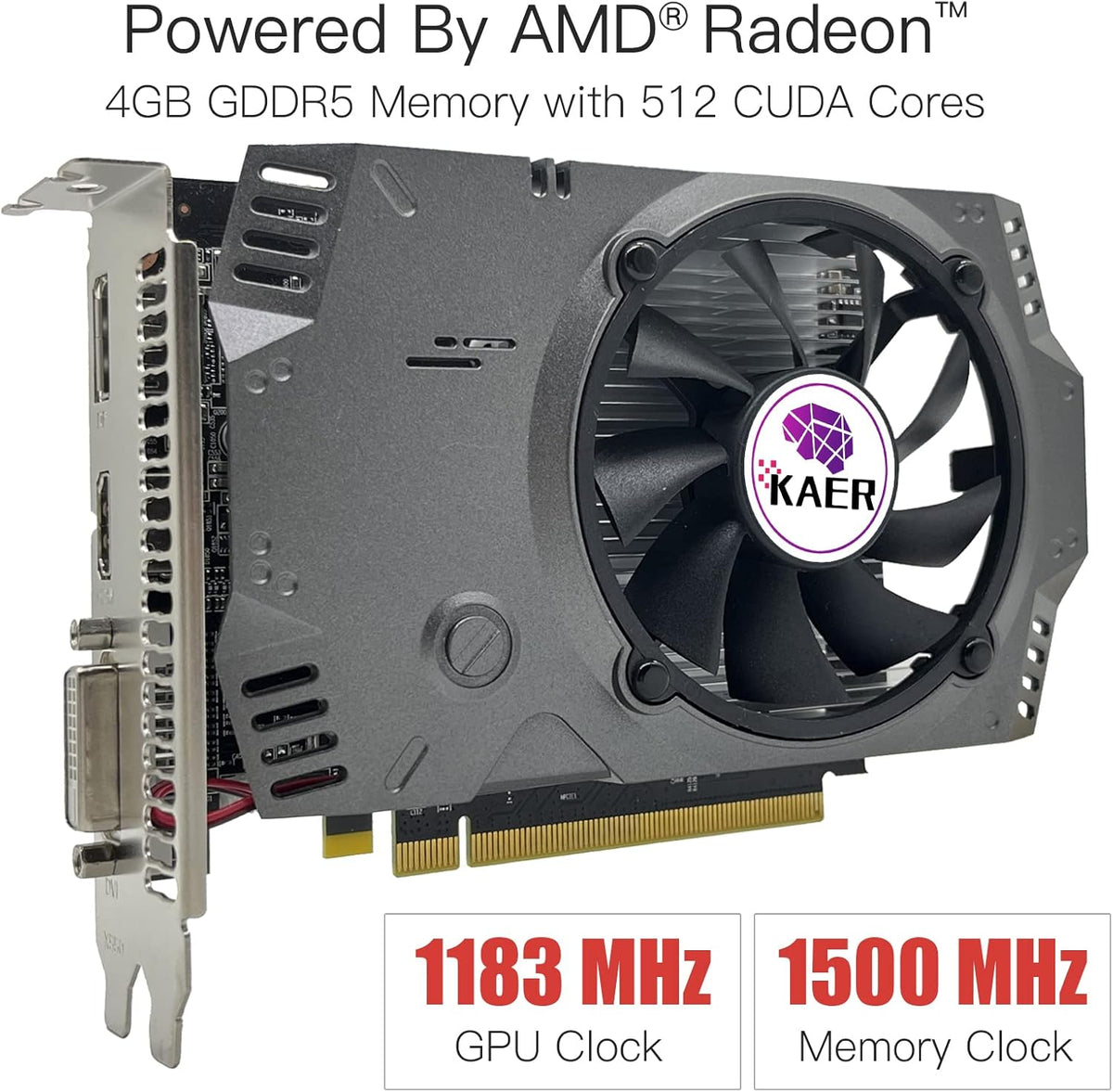 AMD Radeon RX 550 Graphics Card, 4GB, GDDR5, 128 Bit, PCI Express 3.0 X8, DP/HDMI/DVI-D R8467