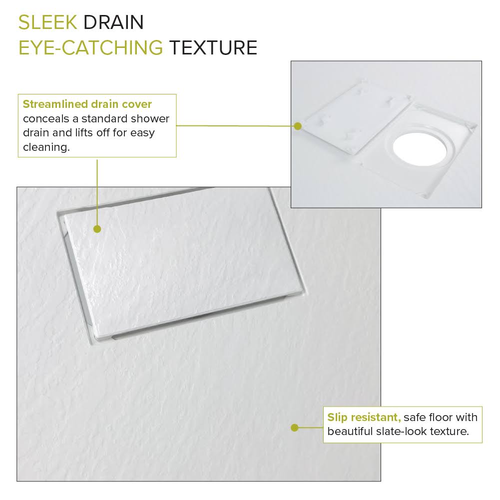 White 63-in Shower Base with Center Drain A95305