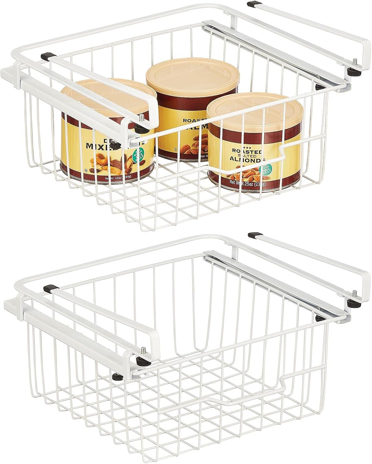 Compact Hanging Pullout Drawer Basket, Metal Wire, 2 Pack, Black G395853