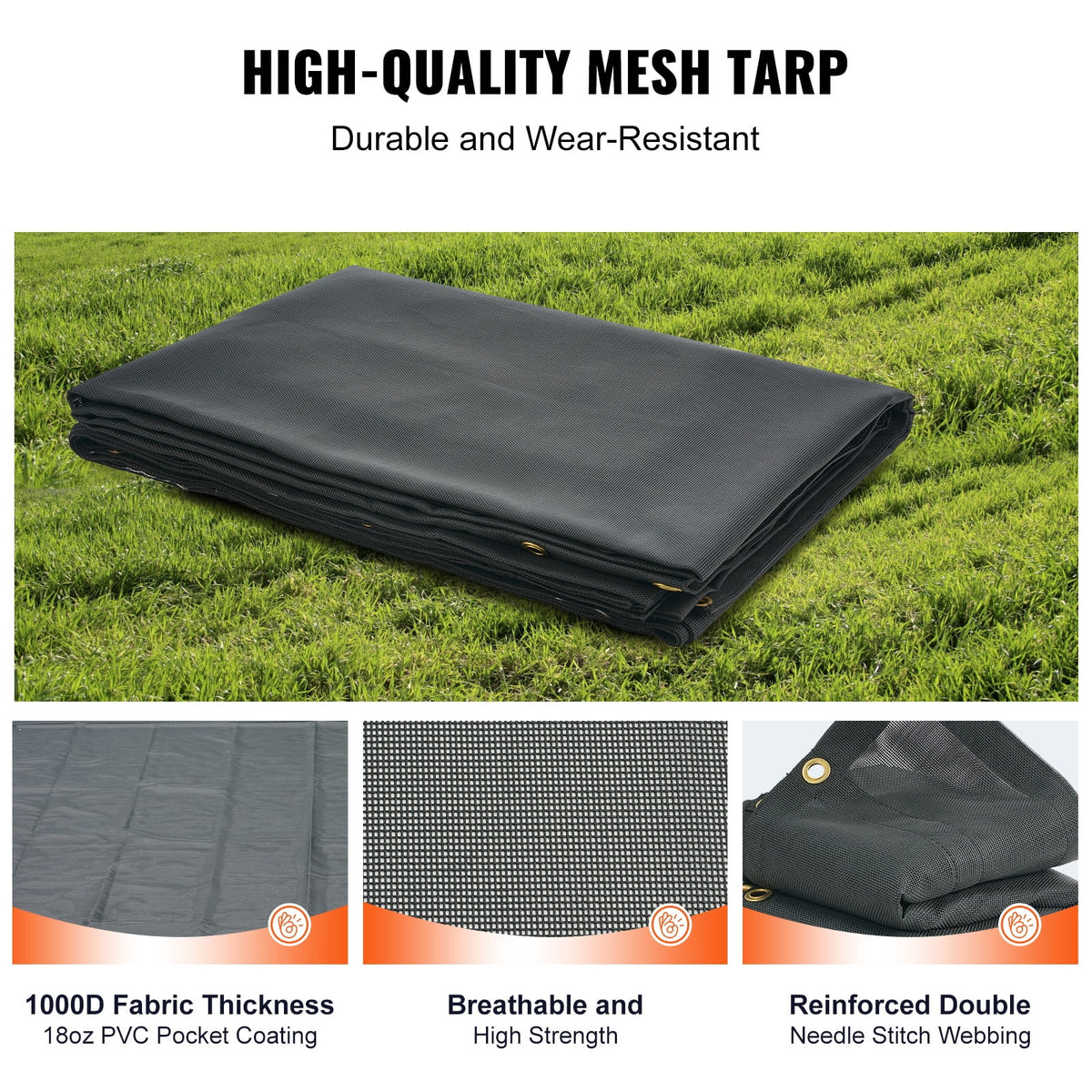 Dump Truck Tarp Mesh Tarp 6 x 14 ft PVC 18oz Double Pockets Trailer Shade C92518