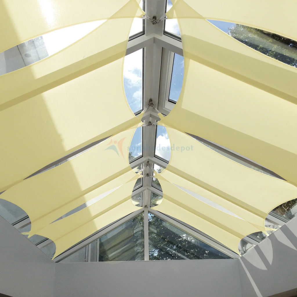 9' x 16' Waterproof Knitted Shade Sail Curved Edge Canary Yellow 180 GSM UV Block Shade Fabric Canopy Replacement Awning Y825